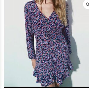 Zara Red and Pink Ruffled Wrap Dress